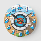 Bogenschießen Runde Wanduhr (Vorderseite)