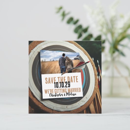 Bogenschießen Save the Date Einladung (Stehend Vorderseite)