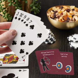 Bogenschießen Silhouette einer Bogenschützin und Z Spielkarten