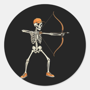 Bogenschießen Skelett Halloween Lustig für Männer  Runder Aufkleber
