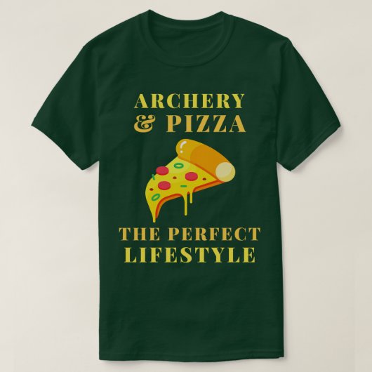 Bogenschießen und Pizza-Lifestyle T-Shirt (Design vorne)