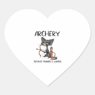 Bogenschießen, weil Mord falsch ist Funny Cat Arch Herz-Aufkleber