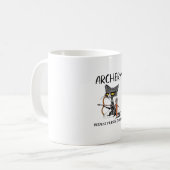 Bogenschießen, weil Mord falsch ist Funny Cat Arch Kaffeetasse (Vorderseite Links)