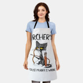 Bogenschießen, weil Mord falsch ist Funny Cat Arch Schürze (Getragen)