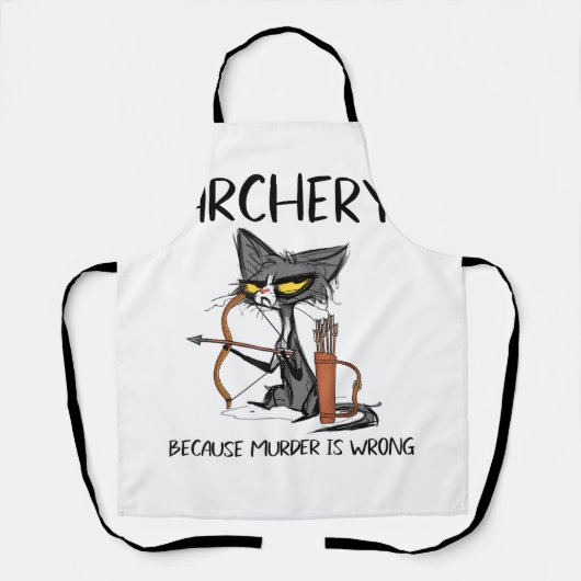 Bogenschießen, weil Mord falsch ist Funny Cat Arch Schürze (Vorderseite)