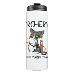 Bogenschießen, weil Mord falsch ist Funny Cat Arch Thermosbecher