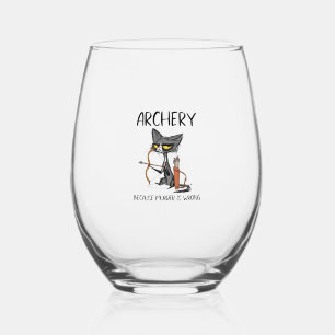 Bogenschießen, weil Mord falsch ist Funny Cat Arch Weinglas Ohne Stiel
