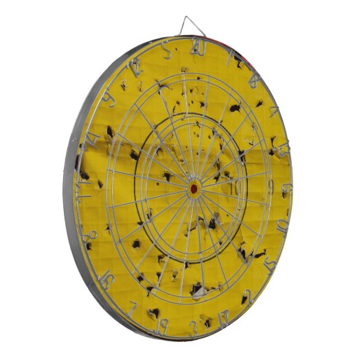Bogenschießenziel nah oben mit vielen Pfeillöchern Dartscheibe (Vorderseite Links)