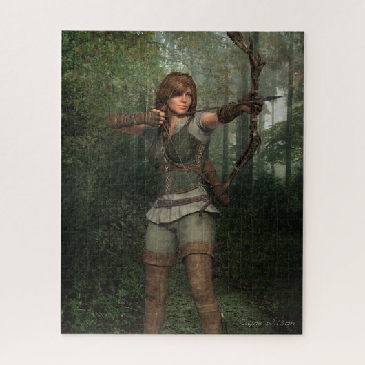 Bogenschütze im Wald Puzzle (Vertikal)