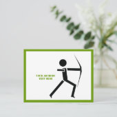 Bogenschütze mit seinem Bogen schwarz, grün Postkarte (Stehend Vorderseite)