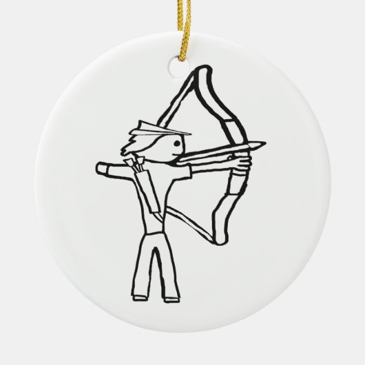 Bogenschütze Stickman Keramik Ornament (Vorne)