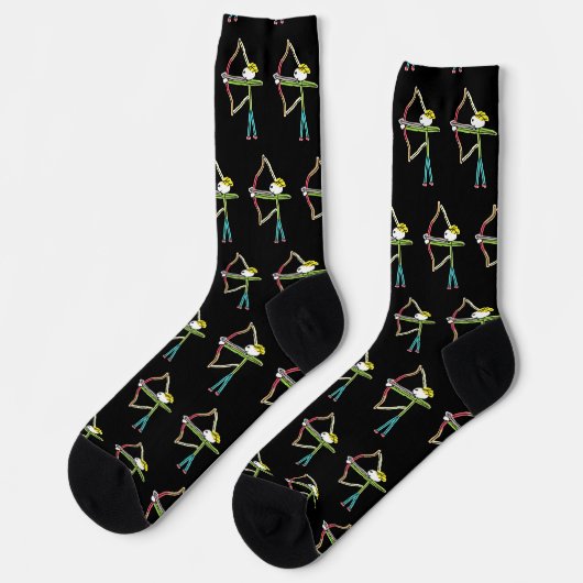 Bogenschütze Stickman Socken (Linkes Detail)