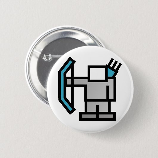 Bogenschützen in Blau Button (Vorne & Hinten)