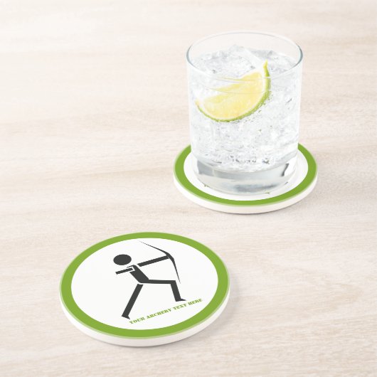 Bogenschützen mit seinem Bogenschwarz, grüner Boge Getränkeuntersetzer (Seite)