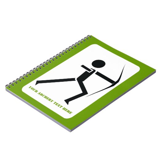 Bogenschützen mit seinem Bogenschwarz, grüner Boge Notizblock (Linke Seite)