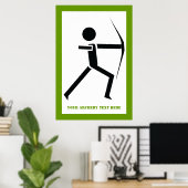 Bogenschützen mit seinem Bogenschwarz, grüner Boge Poster (Heimbüro)