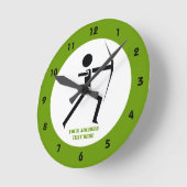 Bogenschützen mit seinem Bogenschwarz, grüner Boge Runde Wanduhr (Winkel)