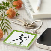 Bogenschützen mit seinem Bogenschwarz, grüner Boge Schlüsselanhänger (Vorderseite rechts)