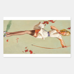 Bogenschützen-Pin-Up-Girl Rechteckiger Aufkleber