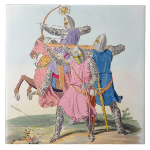 Bogenschützen und ein Kreuz-Bogenschütze, 1312, Fliese