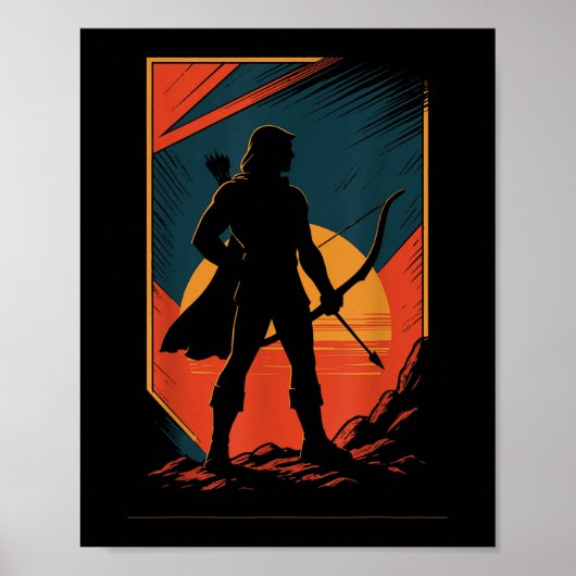 Bogenschützenbow Archer Sunset Silhouette Hunter Poster (Vorne)