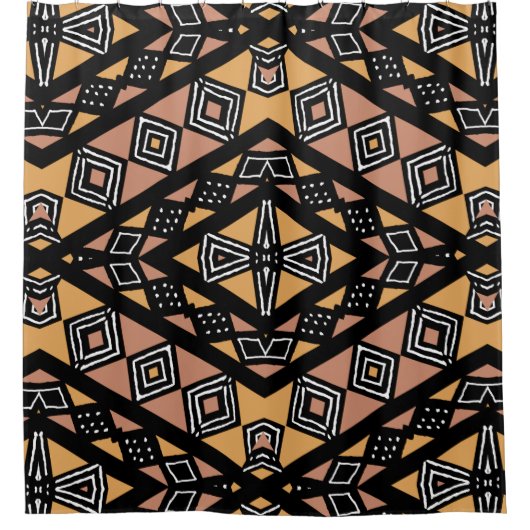 Bogolan African Ethnic Design Showvorhang Duschvorhang (Vorderseite)