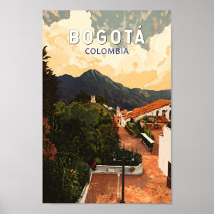 Bogota Colombia Illustration Travel Art Vintag Poster