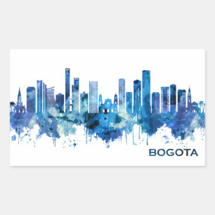 Bogota Colombia Skyline Blue Rechteckiger Aufkleber