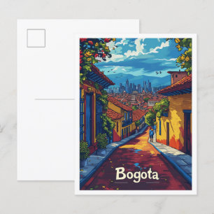Bogota Colombia Vintag Art Travel Illustration Postkarte