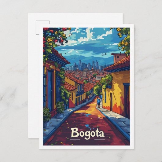 Bogota Colombia Vintag Art Travel Illustration Postkarte (Vorne/Hinten)