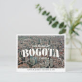 Bogota Hochzeit Save the Date Retro Skyline Postkarte (Stehend Vorderseite)