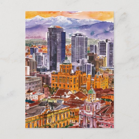 Bogota, kolumbianisches Stadtbild Aquarellmalerei Postkarte (Vorderseite)