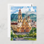 Bogota, Kolumbien Aquarellmalerei Postkarte (Vorne/Hinten)