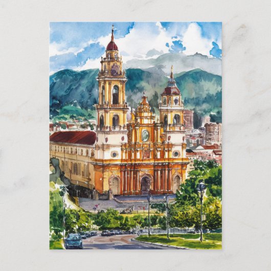 Bogota, Kolumbien Aquarellmalerei Postkarte (Vorderseite)