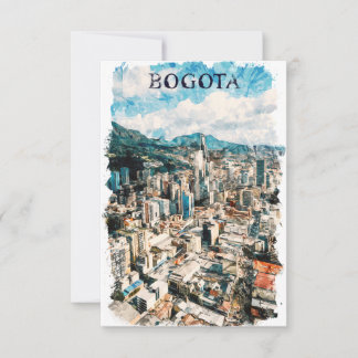 Bogota Kolumbien CIty View Watercolor Karte