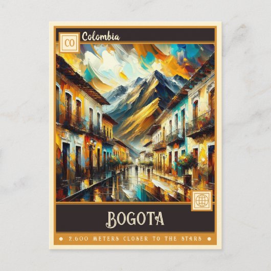 Bogota, Kolumbien | Vintage Malerei Postkarte (Vorderseite)