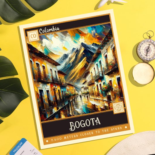Bogota, Kolumbien | Vintage Malerei Postkarte