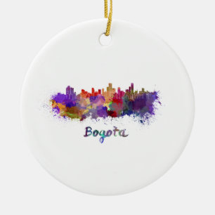 Bogotá skyline im Watercolor Keramikornament