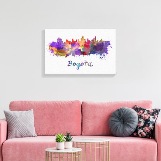 Bogotá skyline im Watercolor Leinwanddruck (Insitu (Wohnzimmer))