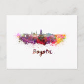 Bogota v2 Skyline in Aquarellfarbe Postkarte (Vorderseite)