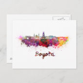 Bogota v2 Skyline in Aquarellfarbe Postkarte (Vorne/Hinten)