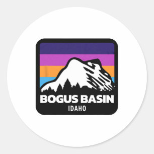 Bogus Becken Idaho Skifahren Snowboarden Runder Aufkleber