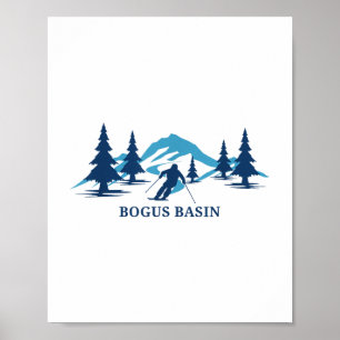 Bogus Becken Idaho Skigebiet Skigebiet Skifahren T Poster