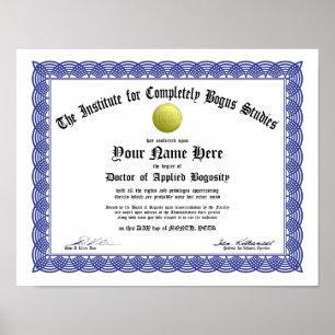 Bogus Doctorate Certificate - Angewandte Körpersch Poster
