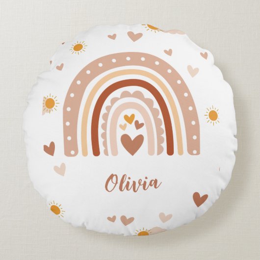 Bohem-Regenbogen Rundes Kissen (Vorderseite)