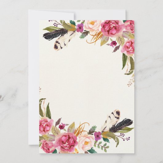 Bohemain Floral zum Geburtstag Einladung (Rückseite)