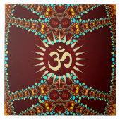 Bohemain Jewel Om Symbol Keramik Tile Fliese (Vorderseite)