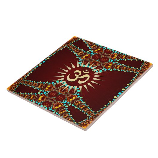 Bohemain Jewel Om Symbol Keramik Tile Fliese (Seite)