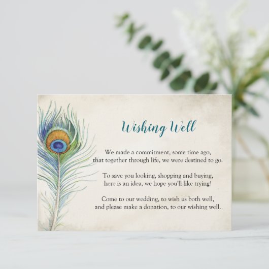 Bohemain Peacock Feather Aquamarin wünschen gute H Begleitkarte (Stehend Vorderseite)