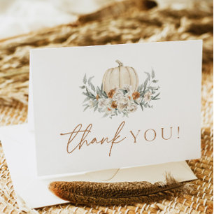 BOHEME Boho Fall Terracotta Floral Pumpkin Dankeskarte